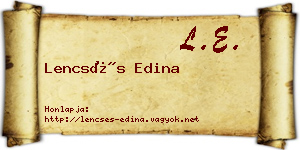 Lencsés Edina névjegykártya